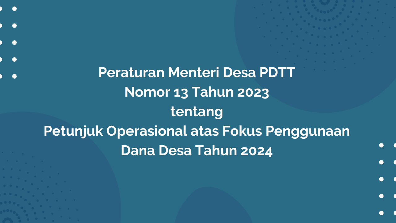 Permendesa Pdtt Nomor Tahun Tentang Petunjuk Operasional Atas