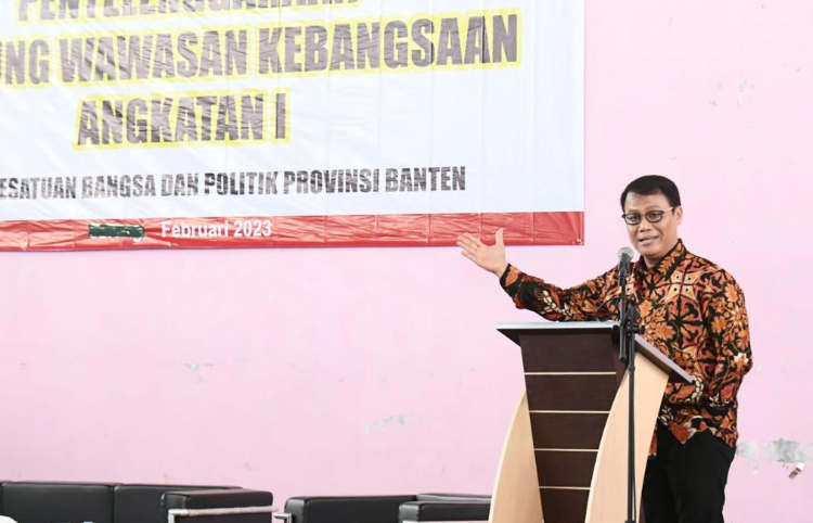 Ahmad Basarah saat membuka forum‘'Penyelenggaraan Kampung Wawasan Kebangsaan Angkat I’’ di Provinsi Banten, Senin (20/2/23). Sumber foto: mpr.go.id