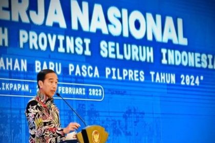 Presiden Jokowi Saat Memberi Arahan dalam Rapat Kerja Nasional Asosiasi Pemerintah Provinsi Seluruh Indonesia di Balikpapan, Kamis (23/2/2023). Sumber foto: Instagram @jokowi