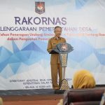 Dirjen Bina Pemdes Kemendagri Eko Prasetyanto Purnomo Putro saat Rakornas Penyelenggaraan Pemerintahan Desa di Jakarta, Selasa (14/2). Sumber foto: binapemdes.kemendagri.go.id