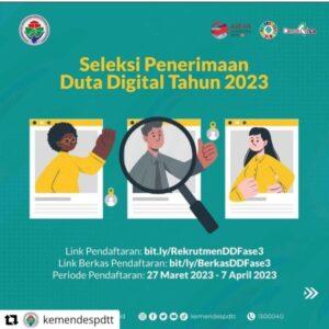 Informasi seleksi penerimaan duta Digital Kemendesa Sumber Foto: kemendesa.go.id