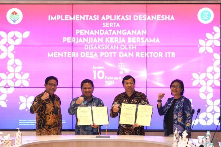 Mendes PDTT, Abdul Halim Iskandar didampingi Kepala BPI DDTT, Ivanovich Agusta dan Rektor ITB saat penandatanganan perjanjian kerja bersama Sumber foto: itb.ac.id