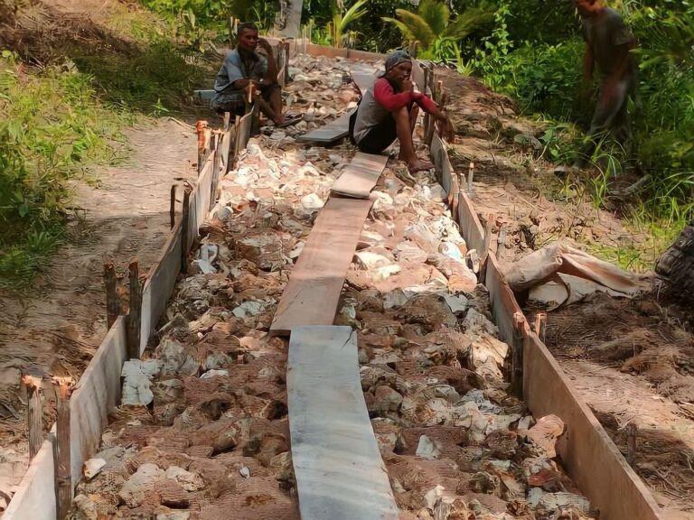 Pembangunan Infrastruktur Jalan Setapak di Desa Beringin Jaya, Kecamatan Taliabu Barat Laut, Kabupaten Pulau Taliabu. Sumber: Istimewa