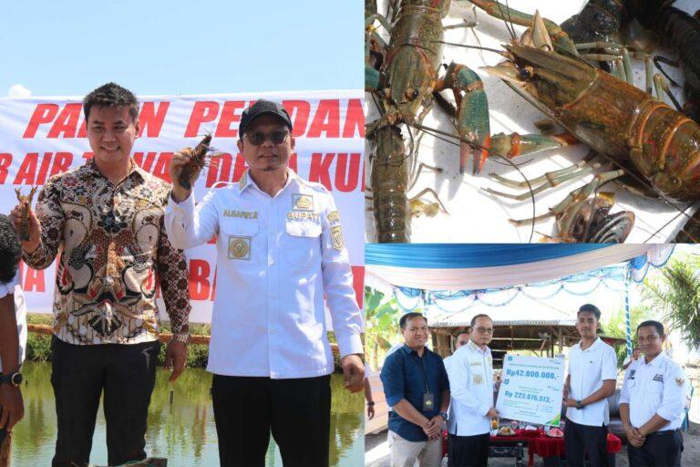 foto Bupati Bangka Tengah saat ikut panen lobster air tawar, Sumber foto: website resmi Bangka Tengah