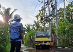 Petugas PLN saat melakukan perbaikan infrastruktur. Sumber foto: Dok. Humas PLN UID Jatim.