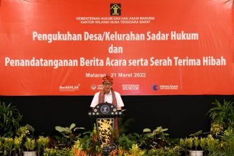 menteri kemenkumham memberi arahan terkait desa sadar hukum. sumber: bpsdm.kemenkumham.go.id/