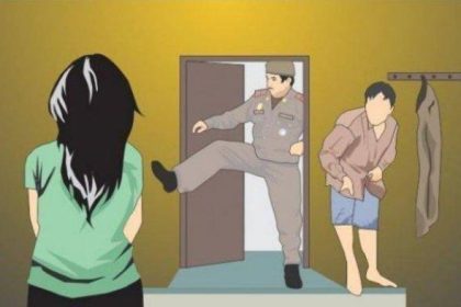 keterangan foto: ilustrasi penggrebekan suami selingkuh, sumber foto: Istock