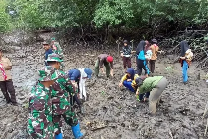 Beberapa elemen masyarakat dan APDESI Sulteng melakukan penanaman Pohon Mangrove. Sumber: Istimewa