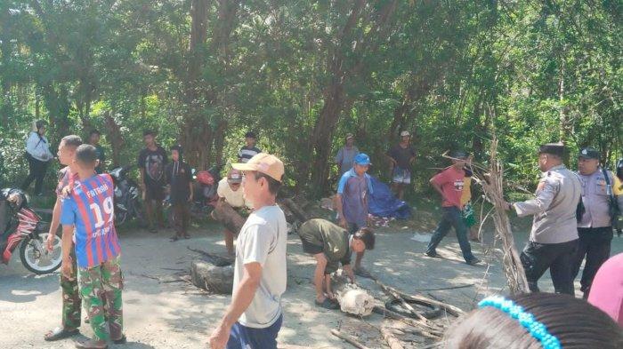 Warga Desa Siunamemblokade jalur Trans Luwuk-Bualemo. Sumber: Istimewa