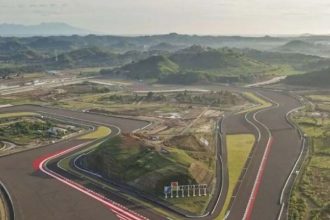 Lapangan udara tikungan ke-10 Pertamina Mandalika International Street Circuit untuk gelaran MotoGP di KEK Mandalika. Sumber foto : Antara