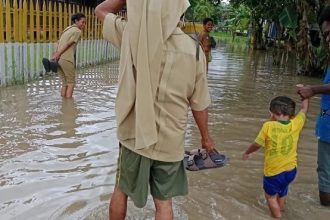 Banjir melanda Kampung Miyoko, Senin (12/8/2024). Sumber: Dok. Koran Papua