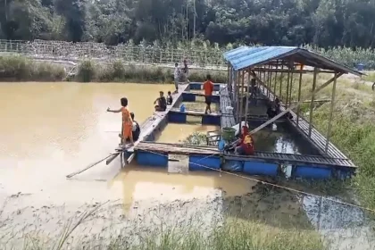 Pengelolaan kolam ikan di Desa Tumbang Mangkutup, Kecamatan Mantangai, Kabupaten Kapuas.