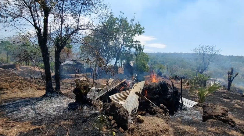 Kebakaran lahan pertanian di Banjar Dinas Peselatan, Desa Labasari, Kecamatan Abang, Karangasem. Sumber: Balitribune