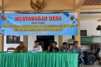 Kegiatan Musyawarh Desa Gumelar dalam rangka Penetapan Pemutakhiran Penduduk Berbasis SDGs Desa Tahun 2024. Sumber : Dapit Yusra untuk Kolomdesa