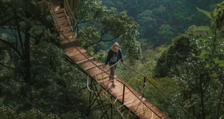 Wisatawan tengah menikmati suasana alam di Bukit Bejagan Desa Tempur baru-baru ini.