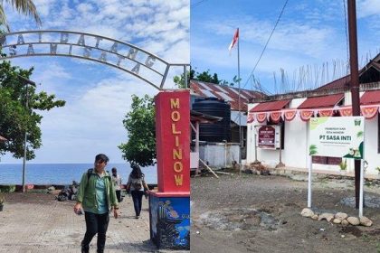 Balai Desa dan Wisata Pantai Desa Malinow. Sumber: manado.tribunnews.com.