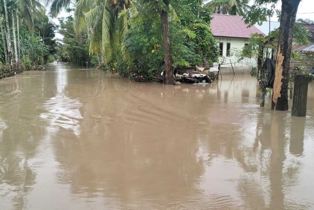 Kondisi desa yang terendam banjir di Aceh Utara. Sumber: Kompas.com