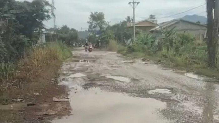 Kondisi jalan rusak di Desa Topoyo. Sumber: Tribunsulbar.com