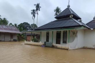 Banjir yang terjadi di Desa Sukaraja, Kecamatan Sepaku, Kabupaten Penajam Paser Utara, yang masuk wilayah Kota Nusantara. Sumber: HO-dokumen Pemerintah Desa Sukaraja