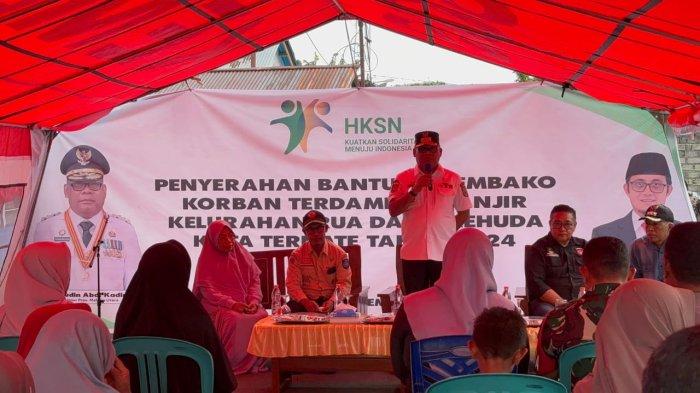 Pj Gubenur Malut Samsuddin A Kadir saat memberikan sambutan. Sumber : ternate.tribunnews.com