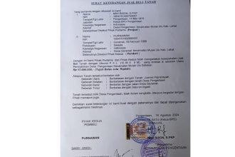 Surat Keterangan Jual Beli Tanah yang di tanda tangani oleh Kepala BPD dan Kades Pangentan. Sumber: sriwijayamedia.com