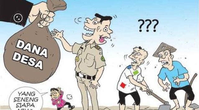 Ilustrasi penyelewengan dana desa. Sumber : poskomalut.com