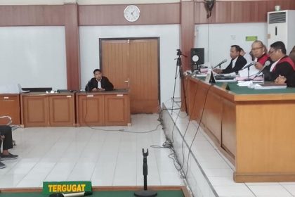 Proses persidangan Eks Kades Harimau Tandang di Pengadilan Tipikor PN Klas 1 A Palembang. Detik.news.com