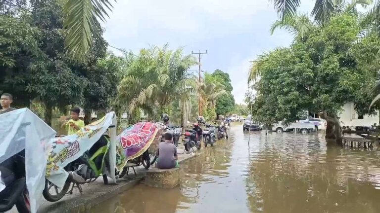 Banjir di salah satu desa di Pelalawan. Sumber:rri.co.id