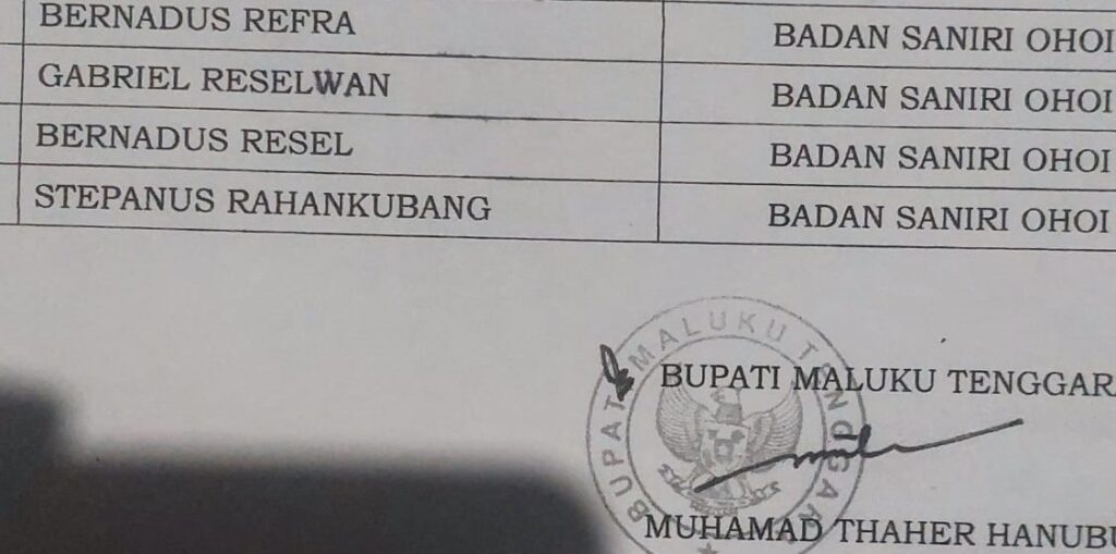 Bukti SK Bupati Maluku Utara tentang Pengangkatan BSO Tutrean. Sumber ; tualnews.com
