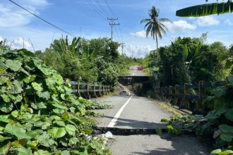 Kondisi jembatan penghubung dua desa di Kecamatan Bacan Selatan. Sumber; haliyora.id