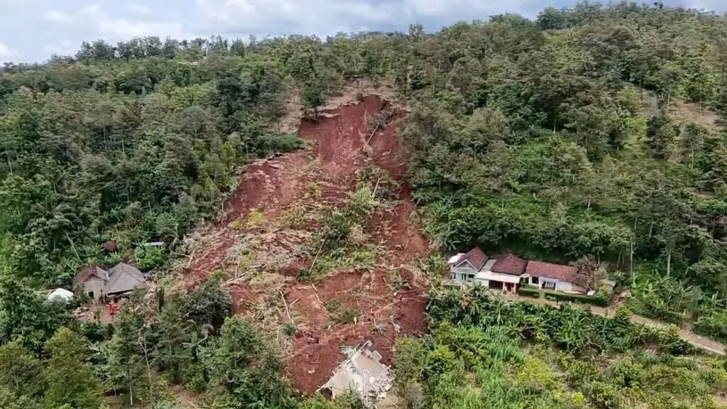Kondisi tanah longsor yang terjadi di Wonosalam Jombang. Sumber: Radar Jombang
